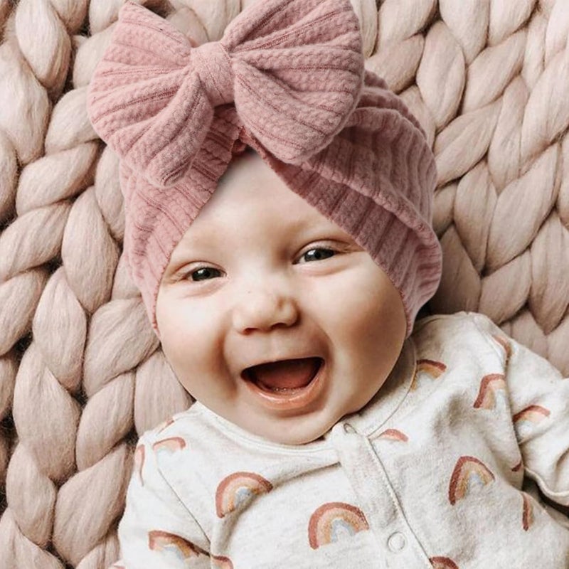 DRESHOW قبعات توربان للأطفال الرضع من BQUBO 5 قطع مع رباط، قبعة تنفسية للأطفال الصغار للفتيات - Image 5